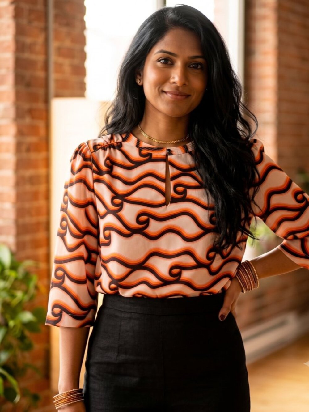 Scotch & Soda (Maison Scotch) Retro Wavy Print Blouse - Size XS (Fits S)